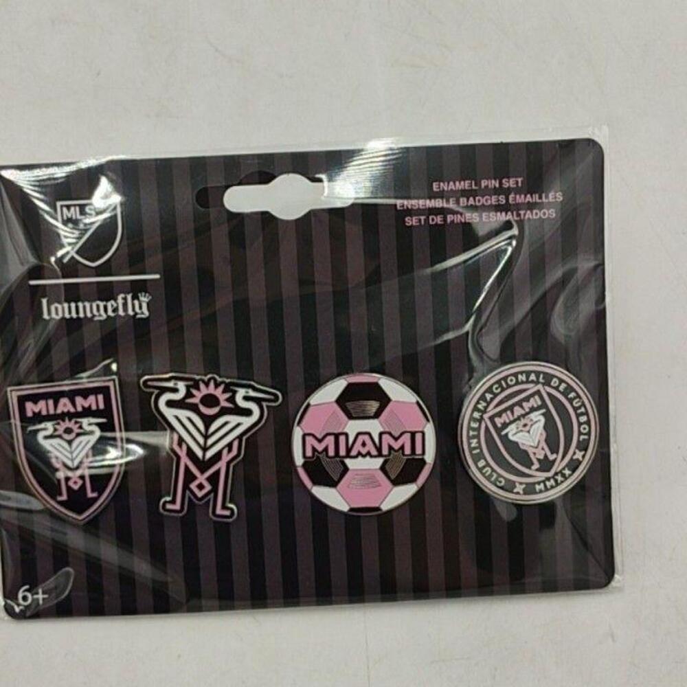 Inter Miami CF Enamel Pin Set One Size Pink MLS Soccer Loungefly 4 Piece